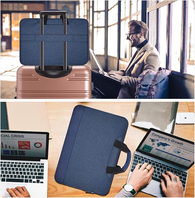 15.6 Inch Laptop Sleeve Bag, Waterproof Men Women TSA Case for Macbook Pro 16 M5 M4 M3 M2 M1, Acer Aspire E15/Predator, Lenovo Ideapad 1 15.6, HP Envy/Victus 15.6, ASUS Dell 15 16 Case, Navy Blue