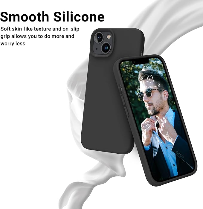 OTOFLY Designed for iPhone 14 Plus Case, Silicone Shockproof Slim Thin Phone Case for iPhone 14 Plus 6.7 inch （Black）