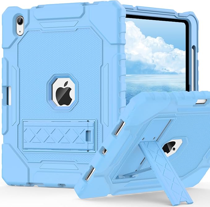 ZoneFoker Case for iPad (A16) 11th/10th Generation 11/10.9 inch 2025/2022, Heavy Duty Military Grade Shockproof Rugged Cover with Pencil Holder/Stand for i Pad 11th / 10 th Gen (Light Blue)