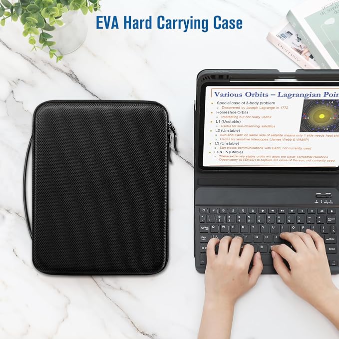 FINPAC Hard Tablet Sleeve Case for iPad Pro 13-inch M5/M4, iPad Air 13-inch M4 2026 M3 2025, Pro 12.9 6th/5th, Portfolio Organizer Bag for Surface Pro 9/8/X/7/6/5, Pens, Cables, Electronics, Black