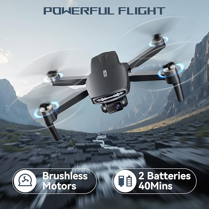 Brushless Motor Drone with Camera for Adults 4K UHD Long Range FPV Video,5G Transmission,120°FOV 90°Adjustable Lens,2Batteries,Carrying Case,Optical Positioning,Easy for Beginner,Under249G