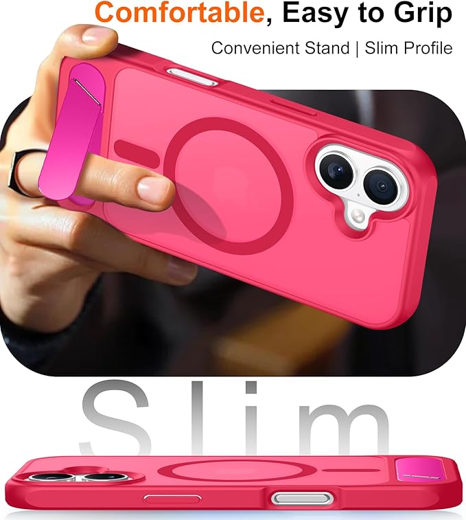 Magnetic Compatible with iPhone 16 Plus Case, [Built-in Invisible Kickstand][Compatible with MagSafe][Military Grade Shockproof] Slim Translucent Matte Phone Case for iPhone 16 Plus 6.7"