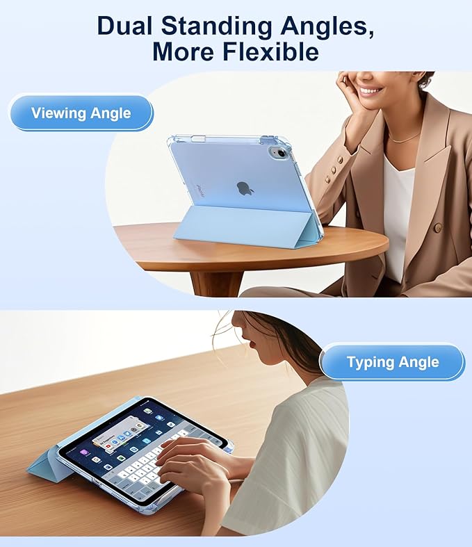TiMOVO Case for iPad Air 11 Inch M4 2026/M3 2025/M2 2024, iPad Air 5th Generation 2022/4th Gen 2020 10.9 Inch with Pencil Holder, Stand Cover with Translucent Back, Auto Wake/Sleep, Sky Blue