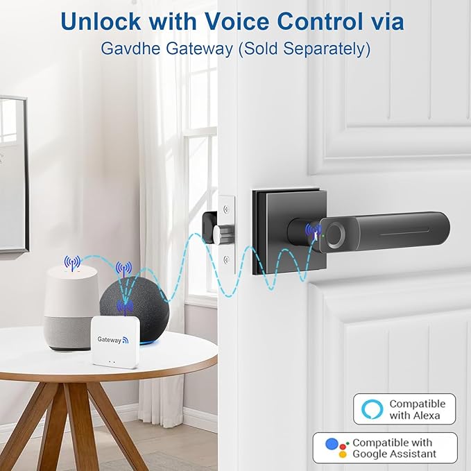 Fingerprint Door Lock & Biometric Door Knob with App – 3-in-1 Keyless Entry Smart Door Lock with Auto-Lock & Interior Lockable, Secure Your Home, Office, Bedroom & Apartment Black