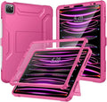 Soke Case for iPad Pro 11 Inch 2022/2021/2020/2018/iPad Air 5th/4th Generation,Built-in Screen Protector - Support 2nd Apple Pencil Charging - Heavy Duty Rugged Protective Kickstand Case - Hot Pink