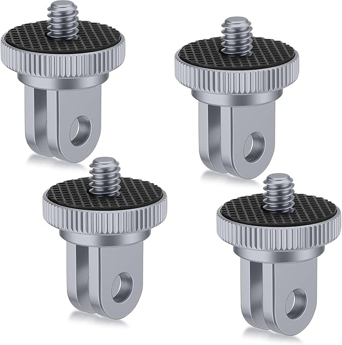 Frienda 4 Pieces Aluminum Camera Tripod Mount Adapter 1/4-20 Conversion Adapter for Tripod Compatible with GoPro Action Cameras and Other Standard 1/4 Accessories(Gray)