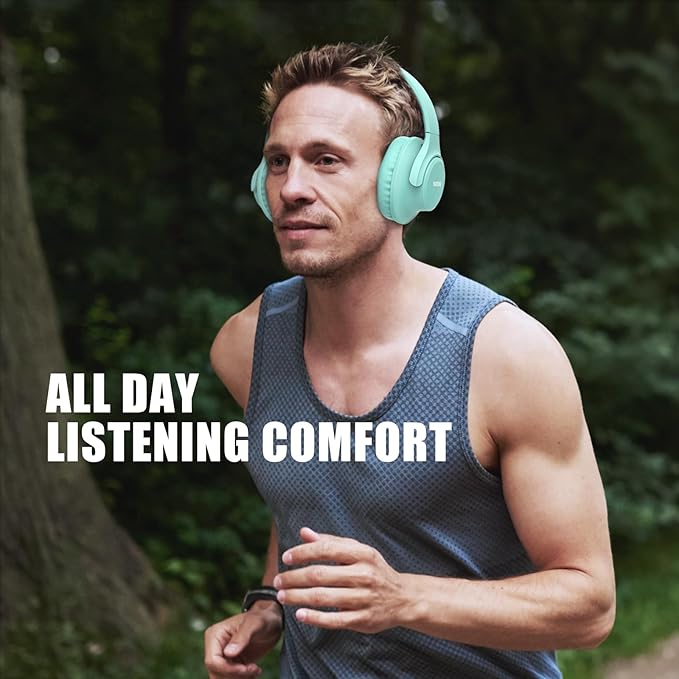 KVIDIO Bluetooth Headphones Over Ear, 65 Hours Playtime Wireless Headphones with Microphone, Foldable Lightweight Headset with Deep Bass, HiFi Stereo Sound Low Latency for Travel Work Cellphone