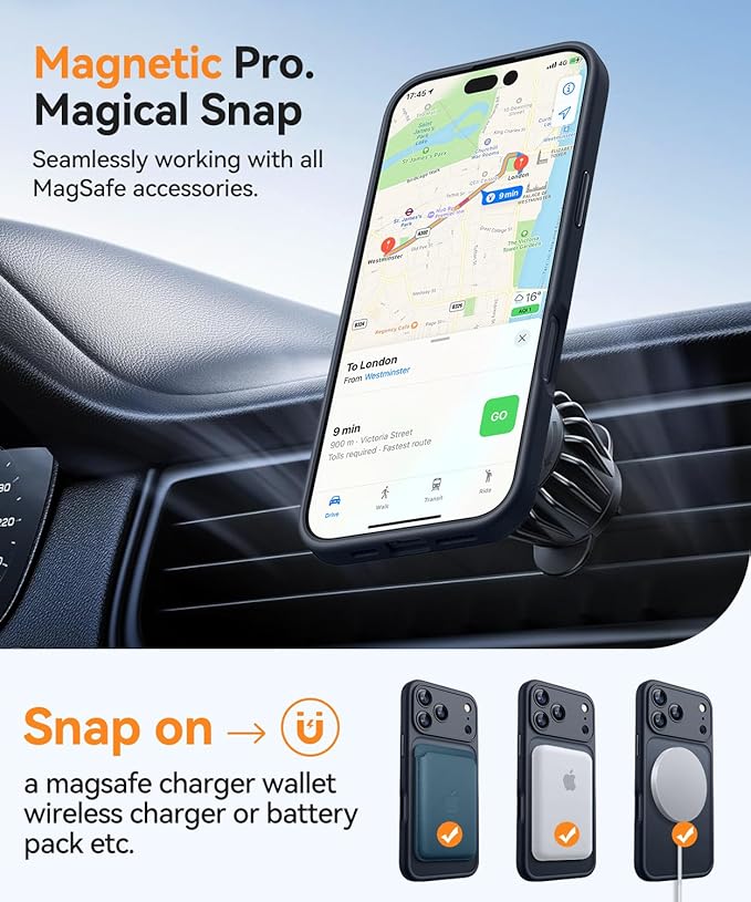 CANSHN Magnetic Compatible with iPhone 17 Pro Max Case, Upgraded [Full Camera Protection] [Compatible with Magsafe] [Translucent Matte] Shockproof Protective Phone Cover 6.9 Inch - Black