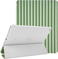 Lovmooful Compatible for iPad 5/6 (9.7-Inch,2018/2017 Model,6th/5th Generation) Case with Pencil Holder Cute Striped with Aesthetic Design Soft TPU Trifold Stand Protective-Dark Green