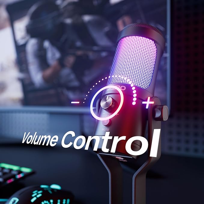 JARO USB Condenser Microphone with Mute Noise Cancelation RGB for Podcasting Gaming Streaming YouTube Zoom AMSR Singing Recording [Compatible with PC Laptop Mac PS4/5], (J100-CS)