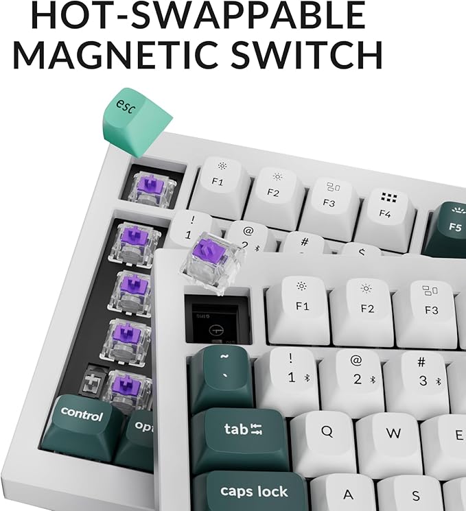 Keychron Q3 HE Wireless Custom Magnetic Switch Keyboard, 2.4 GHz/Bluetooth/Wired QMK Rapid Trigger 80% TKL Hot-Swappable Programmable RGB Gaming Keyboard for Mac Windows, Shell White