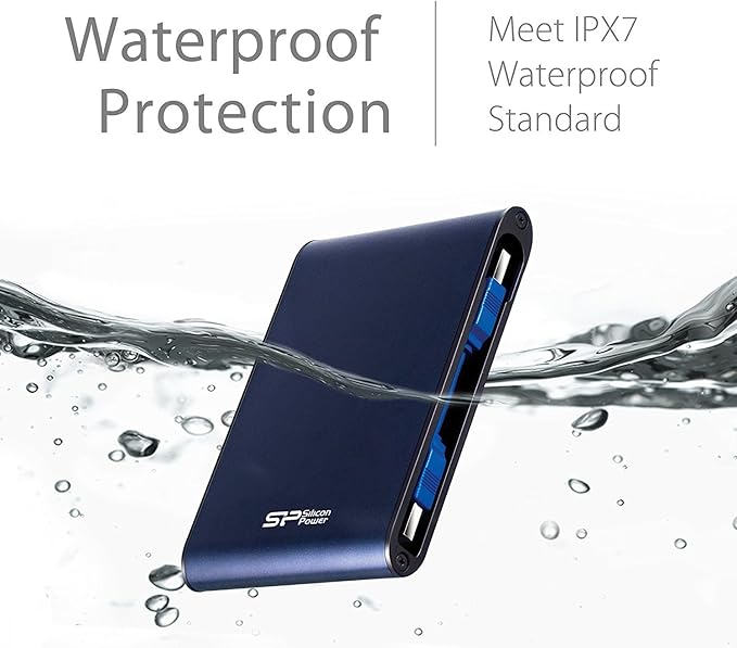 Silicon Power 2TB Rugged Portable External Hard Drive Armor A80, Waterproof USB 3.0 for PC, Mac, Xbox and PS4, Blue