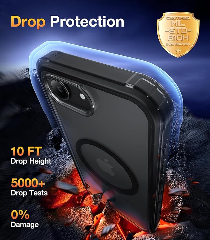 Diaclara Magnetic Designed for iPhone 17e Case & iPhone 16e Case, Full Body Rugged Case with Built-in Screen Protector,[Compatible with MagSafe] Soft Bumper for iPhone 16 17 E 6.1" (Clear Black)