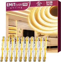 EMITEVER COB LED Strip Lights Warm White, 3000K Tape Light Premium High Density, DC 24V, 360+Lumens/ft, 5120LEDs/Spool, Ra 90+, 32.8ft/10m, UL Listed 5 Year After-Service(Power Supply Sold Separately)