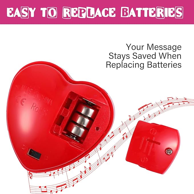 Civaner 2 Pack Voice Recorder for Stuffed Animal 20 Second Red Heart Voice Recorder Sound Recording Device Recordable for Plush Bears Toy