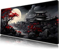 Riverside Full Moon Desk Mat Japanese Desk Pad Black Red Large Mouse Pad Gaming Mousepad Extended XXL Keyboard Pad 31.5 x 11.8 in Laptop Computer Mouse Keyboard Mat for Office Decor