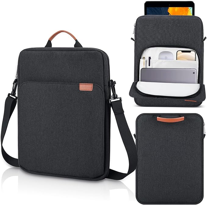 12.9-14 Inch Tablet Sleeve Case for 14.6" Samsung Galaxy Tab S11 S10 S9 S8 Ultra, iPad Pro 13" 12.9"/Air M2 M3 M4,MacBook Air 13"/MacBook Pro 14" M5 M4 M3 Shoulder Bag,Surface Pro 11 Carrying Bag-Grey