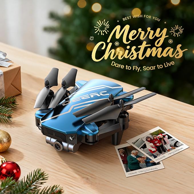 DEERC D20 Mini Drone for Kids with 720P HD FPV Camera Remote Control Toys Gifts for Boys Girls with Altitude Hold, Headless Mode, One Key Start Speed Adjustment, 3D Flips 2 Batteries, Blue