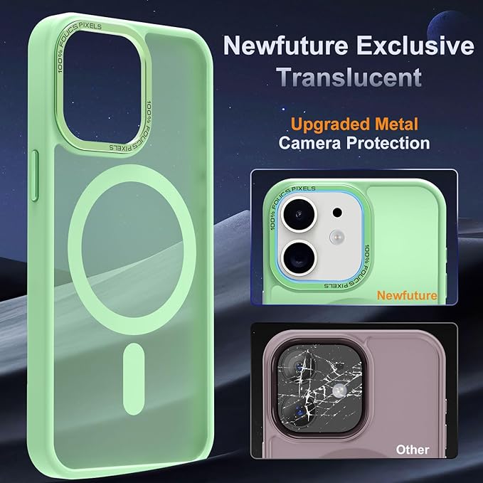 Newfuture Designed for iPhone 11 Case with Strong Magnetic [13 FT Military Drop Protection] [Compatible with Magsafe] Slim Translucent Matte Shockproof with Anti-Fingerprint Phone Case, Matcha Green