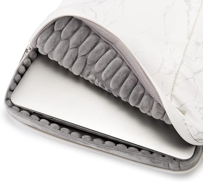 Kinmac 360° Heavy Duty Protective Laptop Computer Sleeve case Bag Cover with Handle for MacBook Pro 14 inch,14 inch-14.4 inch HP Lenovo Dell ASUS Acer Laptop (White Marble)
