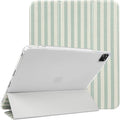 Lovmooful Compatible for iPad Pro 11-Inch,2022/2021/2020/2018 Model(4th/3rd/2nd/1st Generation) Case with Pencil Holder Cute Striped with Aesthetic Design Soft TPU Trifold Stand Protective-Green