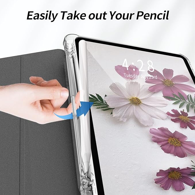 Kenke for iPad Pro 11 Inch Case 4th/3rd/2nd/1st Generation 2022/2021/2020/2018 Support 2nd Pencil Charge with Built-in Left Side Pencil Holder, Hard Frosted Back Cover & Colored Edge (Black)