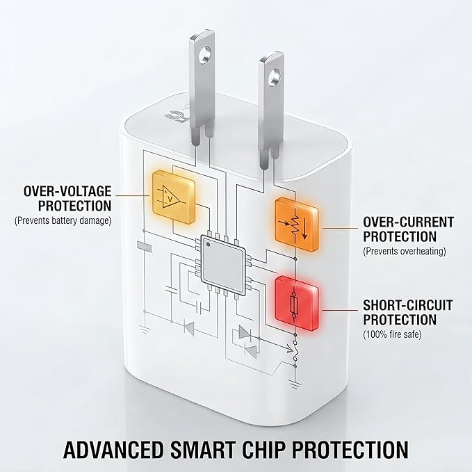 [4-Pack] 20W USB-C Charger Block – Fast Wall Power Adapter Compatible with iPhone 17/16/15/14 Series, Galaxy S25/S24 & iPad – Multi-Device Type C Charging Cube