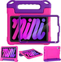 YIHE Kids Case for 8.3 inch iPad mini 7 (A17 Pro) 2024 & iPad mini 6 (A15) 2021, Shockproof Cases for iPad mini 7th/6th Generation with Built-in Screen Protector & Handle Stand, Pink&Purple