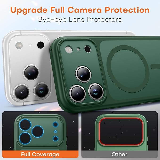 TAURI for iPhone 17 Pro Max Case, Compatible with MagSafe, (Full Camera Protection) Camera Control Cover Solid-Color Matte Magnetic 17 Pro Max Phone Case, Green