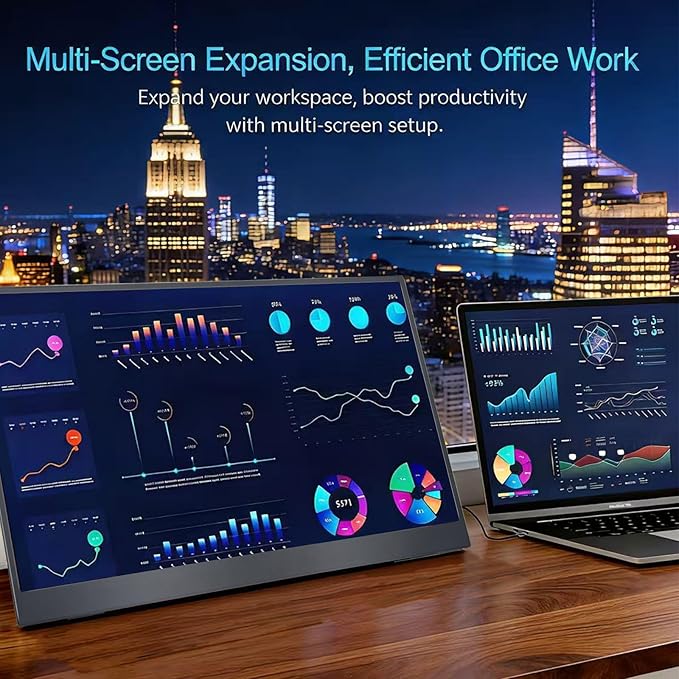 18.5 Inch Large Portable Monitor for Laptop, 120Hz 1080P FHD IPS Portable Travel Second Screen Display for/Phone/Xbox PS4/5, 100% sRGB, Dual Speakers, VESA & Storage Bag