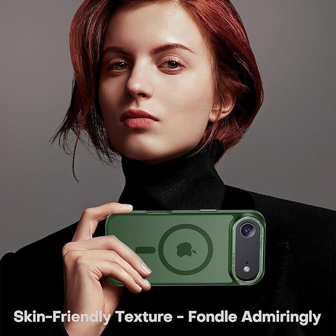 Newfuture Magnetic for iPhone Air Case [Compatible with Magsafe] [Military Grade Drop Protection] Translucent Matte Anti-Scratch Shockproof Protective Phone Cover 6.5 Inch, Dark Green