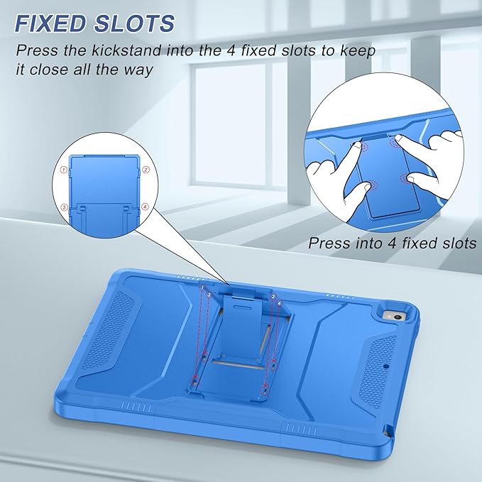 Soke Case for iPad 6th/5th Generation 9.7 Inch 2018/2017,with Built-in Screen Protector and Kickstand, Rugged Full-Body Heavy Duty Protective Cover for Apple iPad Air 2 /Pro 9.7 - Blue