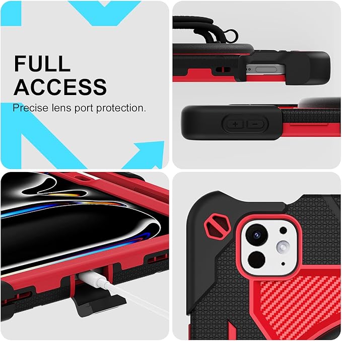 iPad Pro 11 inch Case 1st-4th Gen (2022/2021/2020/2018) Full-Body Shockproof Protective Cover with 360° Rotating Stand for Kids, Also for iPad Air 11 inch Case M2 2024 6th Gen Pencil Charge
