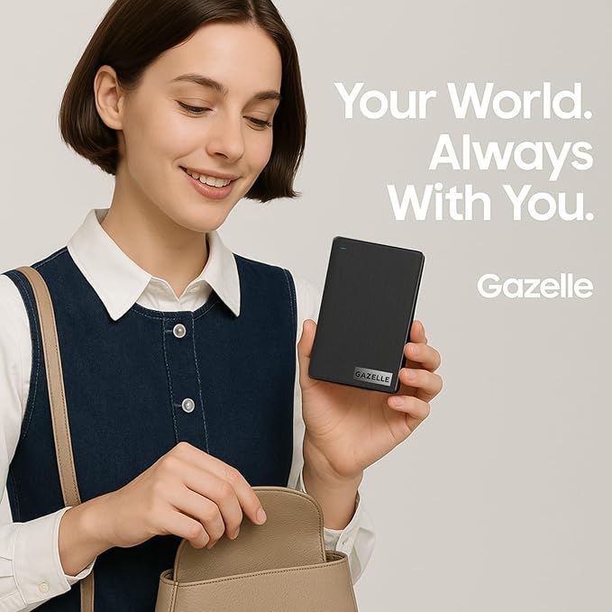 GAZELLE High-Speed 1TB Ultra Slim Portable External Hard Drive - 2-in-1 Type C & USB 3.0, Compatible with PC, Mac, Laptop, PS4, Xbox, iPad, Tablet, Mobile (Black) - 1 Year Warranty