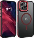 YINLAI Case for iPhone 16 Pro 6.3-Inch, iPhone 16 Pro Phone Case Magnetic [Compatible with Magsafe] Slim Translucent Matte Men Women Girls Shockproof Protective Back Cover, Black/Red