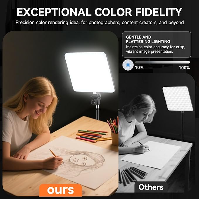 2-Pack LED Video Light Kit, 14" Studio Light with 75'' Tripod Stand & Phone Holder, 2700-6500k Dimmable Photography Lighting Kit, Podcast Lighting for Video Recording, Streaming, YouTube, Tiktok