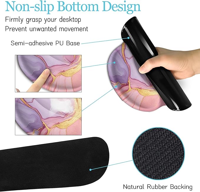 LIMKRIAN Marble Mouse Pad Set Large Desk Matt for Desktop, Ergonomic Mouse Pad with Wrist Rest for Gaming Wrist Support Keyboard Mat Cup Coaster Set Office Desk Decor Accessories