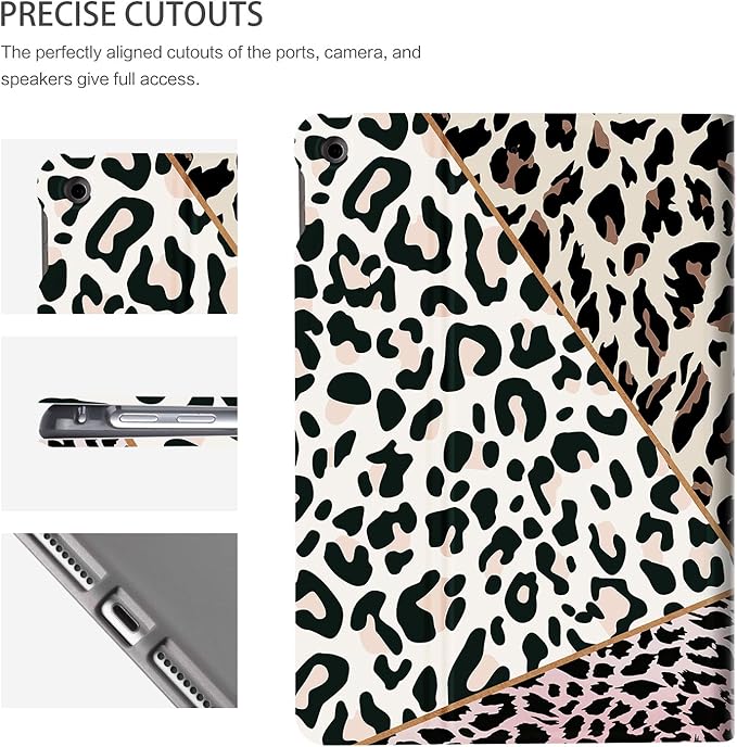 Case for iPad 9th Generation, Case for iPad 8th/7th Generation, Case for iPad 10.2 Inch Multi-Angle Viewing Case with Adjustable Stand Auto Wake/Sleep,Leopard