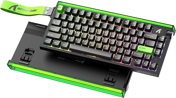 ATTACK SHARK R85 HE Wired 75% Hall Effect Rapid Trigger Mechanical RGB Gaming Keyboard with 8K Polling,0.05mm RT Accuracy,0.08MS Latency,Magnetic Switch,5 Layer Sound Damped,Driver for PC Mac(Green)