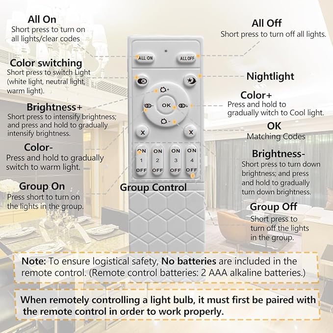 E12 Smart LED Light Bulbs with 2.4GHz Remote Control, Dimmable 7W E12 Candelabra Base LED Bulb Equivalent 75W Bulb, Stepless Dimming & Color Changing Bulbs 2700K~6500K, Pack of 4