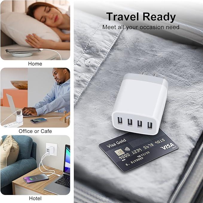 USB Wall Charger Plug,2-Pack Charger Block Charging Cube Fast Charging Box Multi Plug Outlet Power Adapter Chargerr for iPhone 17 16 15 14 13 12 11 Pro Max SE XR XS X 8 7,Samsung Galaxy,Google Pixel