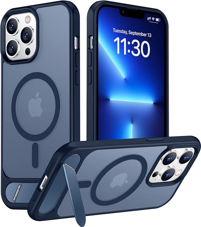Magnetic Compatible with iPhone 13 Pro Max Case, [Built-in Invisible Kickstand][Compatible with MagSafe] [Military Grade Shockproof] Slim Translucent Matte Phone Case for iPhone 13 Pro Max 6.7"