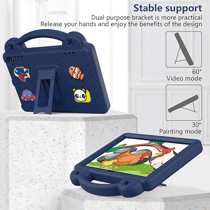 AKABEILA Compatible with Lenovo Tab M10(3rd Gen) 10.1(2022)/Huawei MatePad T 10s 10.1/MatePad T 10 9.7/MatePad SE 10.1(2022)/Honor Pad X8/Pad X8 Lite Tablet Case, Strap for Girl Kid Gift - Navy Blue