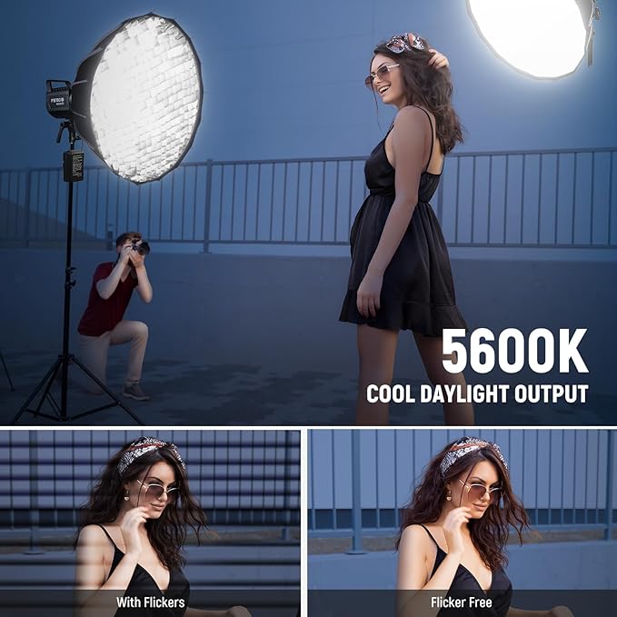 NEEWER FS150 LED Video Light 2.4G/APP Control, 130W 5600K COB Daylight Silent Photography Continuous Output Lighting 4 Precise Dimming Types 102000lux/1m CRI97+ 9 Effects Bowens Mount, US Plug
