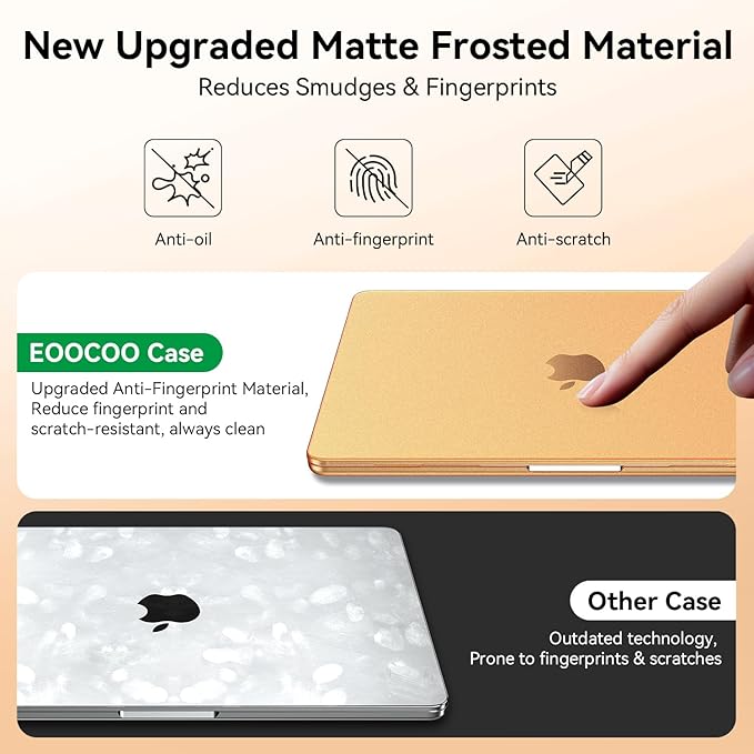 EooCoo Compatible with MacBook Air 15 inch Case M5 2026-2023 M4 M3 M2 A3448 A3241 A3114 A2941, 100% Match Official Color, Upgrade Matte, Anti-Scratch Protective Hard Shell for Mac Air 15.3, Orange