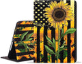 WEUIUJKILO Case for iPad (A16) 11th Generation 11 Inch 2025, iPad 10th Generation 10.9 Inch 2022, Slim PU Leather Folding Stand Smart Cover with Auto Sleep/Wake, American Flag and Sunflower