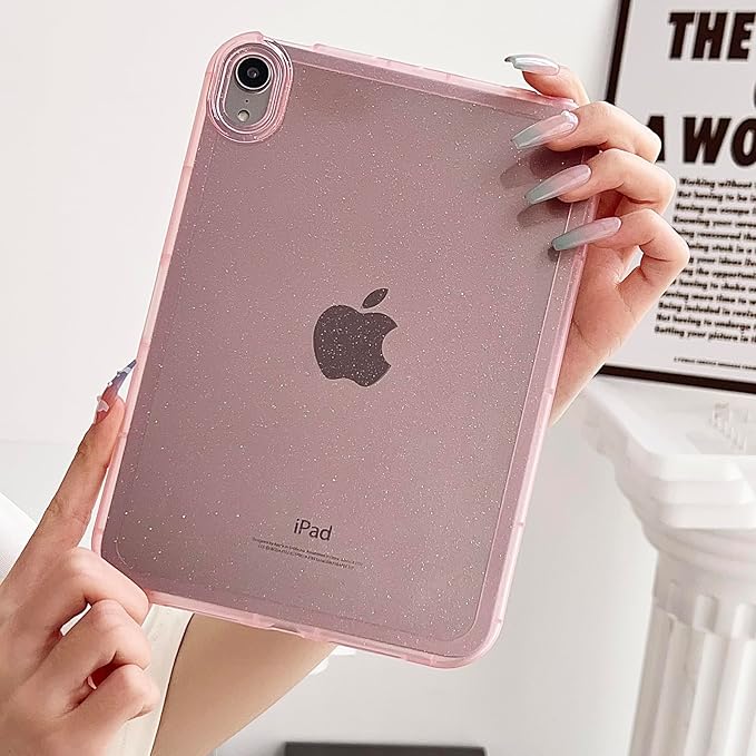 for iPad (A16) 11th Generation Case 11 inch 2025/ iPad 10th Generation 10.9 inch (2022), Glitter Soft TPU Back Shockproof Cover Bling Sparkly Flexible Silicone Lightweight Thin Shell, Pink