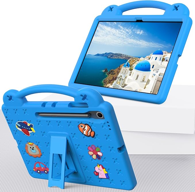 AKABEILA Compatible with Samsung Galaxy Tab S10 Lite 2025 10.9 inch Tablet Case, Kids Friendly Universal Lightweight Shockproof Protective Case with Shoulder Strap & Stand Handle Sky Blue