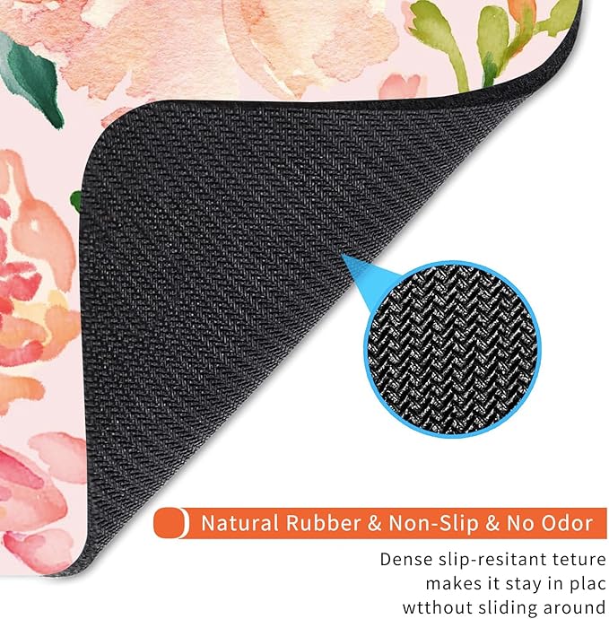 Square Mouse Pad Pink Watercolor Flower, Personalized Premium-Textured Custom Mouse Mat Design, Washable Mousepad Cloth, Non-Slip Rubber Base Computer Mouse Pads for Wireless Mouse