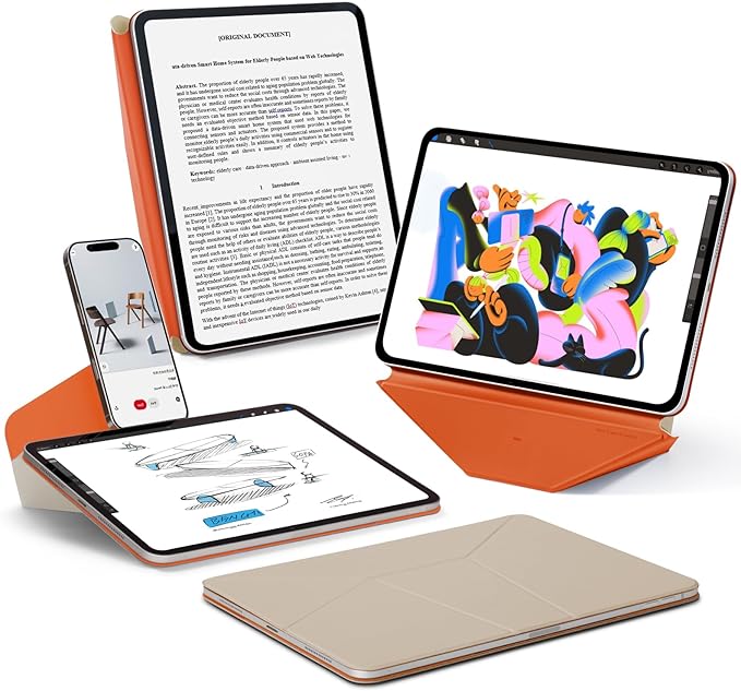 MOFT Dynamic Folio Case for iPad Pro 11-inch (M5 2025 / M4 2024), Slim Magnetic Stand Case with 20+ Viewing Angles, Auto Wake/Sleep, Ultra Thin, Beach White x Terracotta